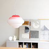 Modern Frosted Glass Cloud Pendant Lamp with Gradient Red Blue Yellow Accent