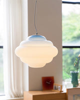 Modern Frosted Glass Cloud Pendant Lamp with Gradient Red Blue Yellow Accent