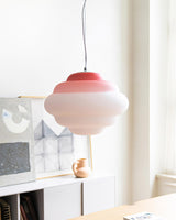 Modern Frosted Glass Cloud Pendant Lamp with Gradient Red Blue Yellow Accent