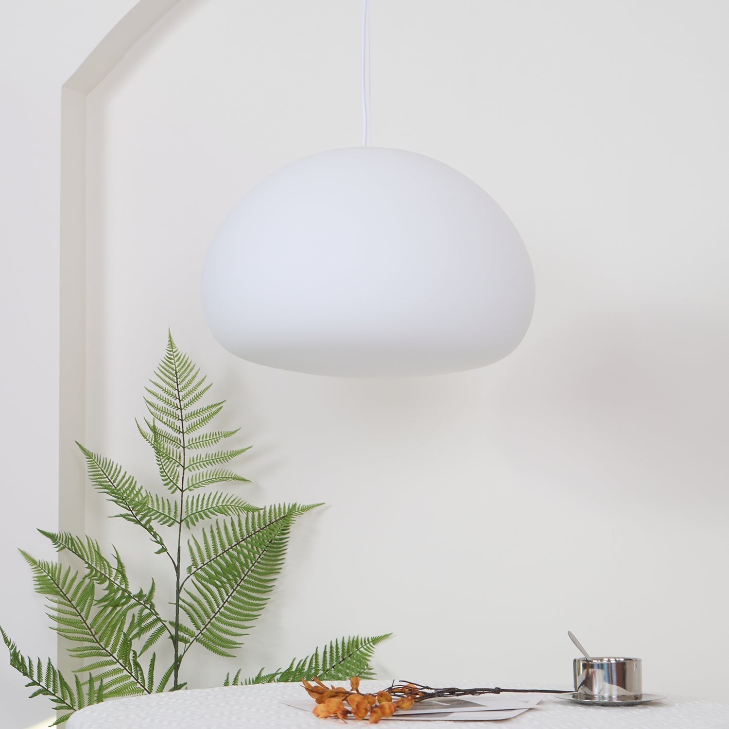 Modern Frosted Glass Drop Pendant Light Contemporary White Ceiling Hanging Fixture