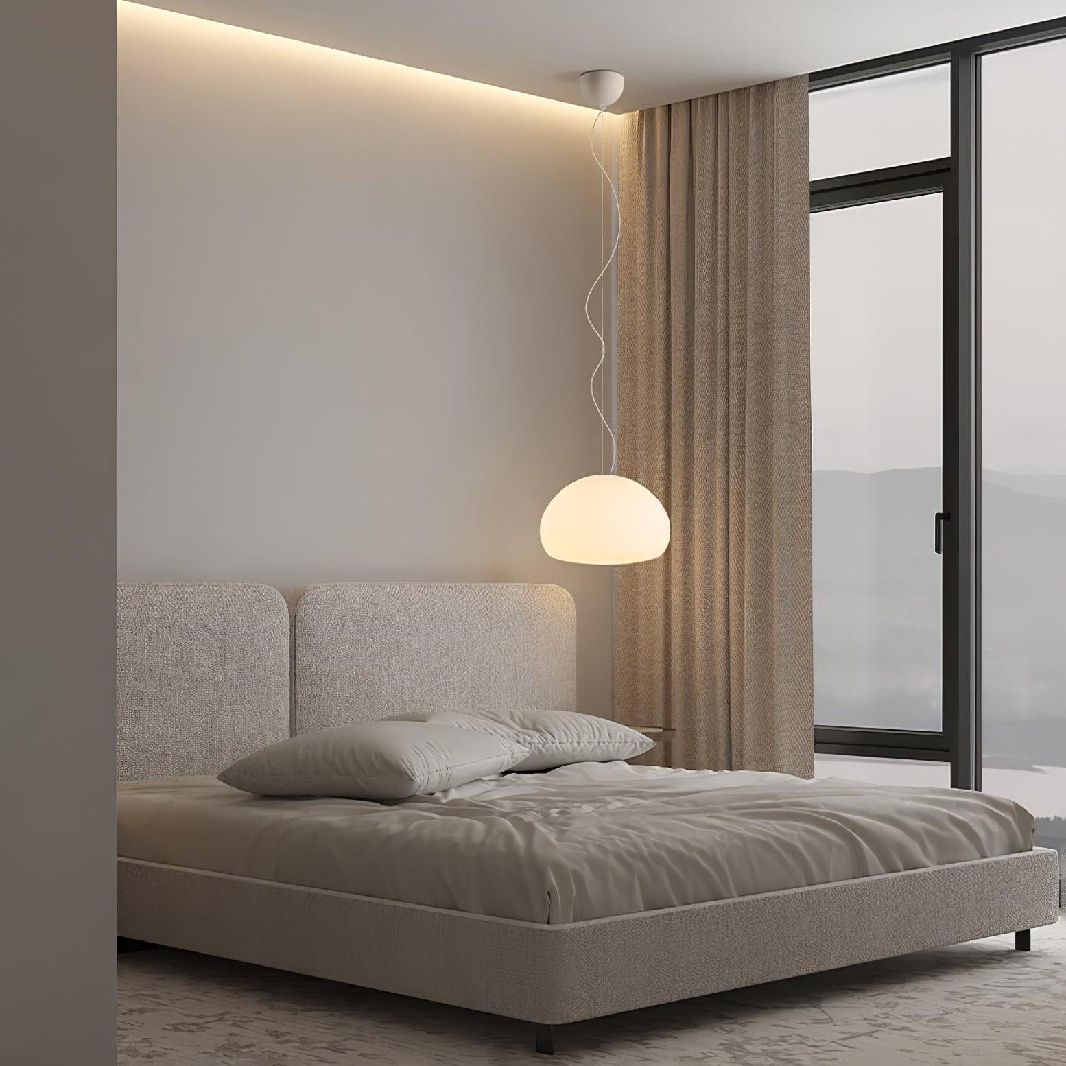 Modern Frosted Glass Drop Pendant Light Contemporary White Ceiling Hanging Fixture