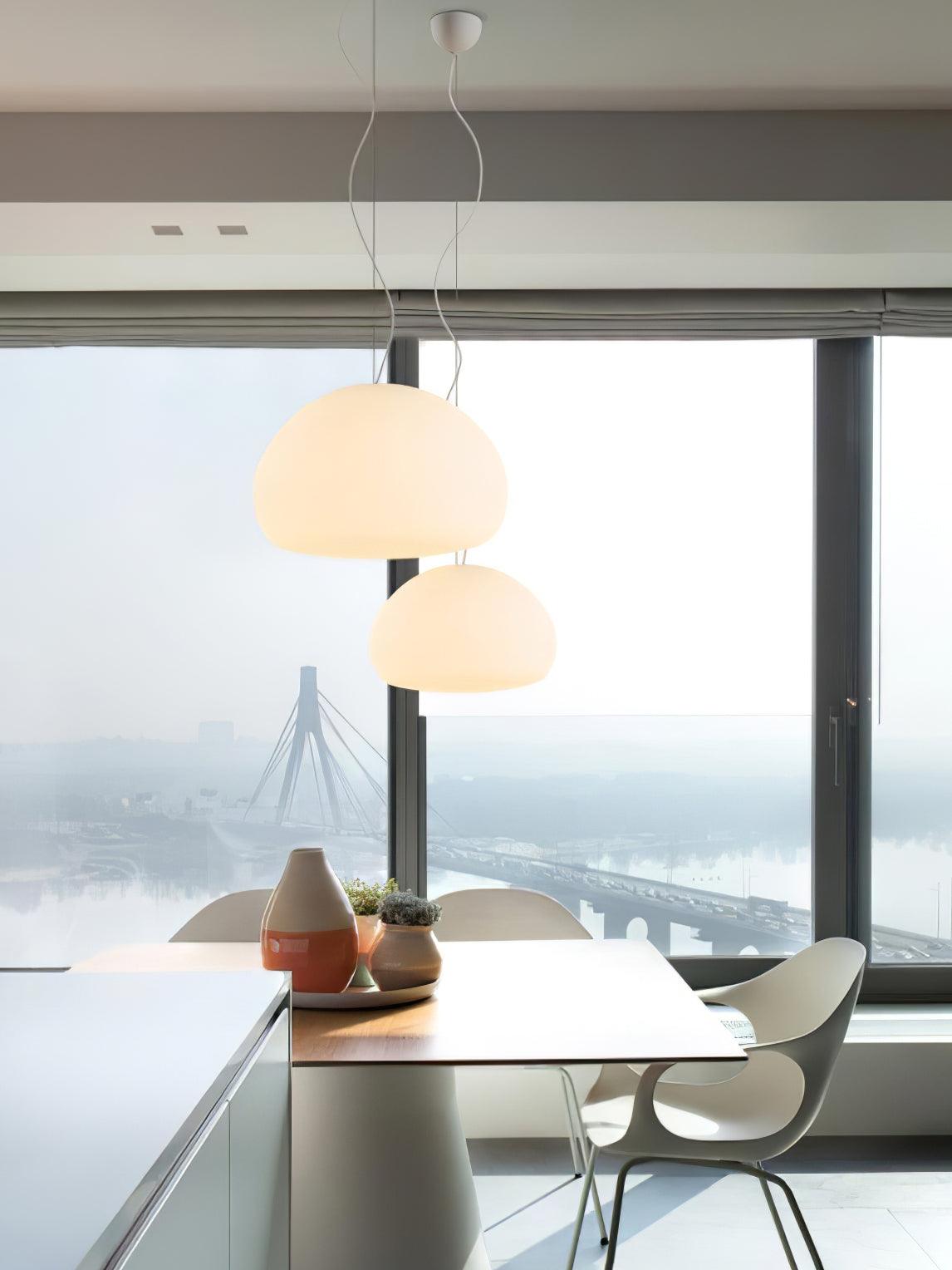Modern Frosted Glass Drop Pendant Light Contemporary White Ceiling Hanging Fixture