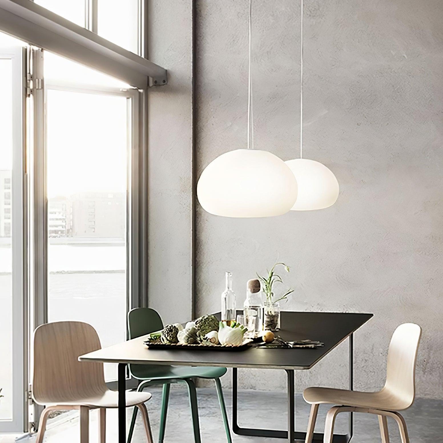 Modern Frosted Glass Drop Pendant Light Contemporary White Ceiling Hanging Fixture