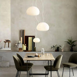 Modern Frosted Glass Drop Pendant Light Contemporary White Ceiling Hanging Fixture