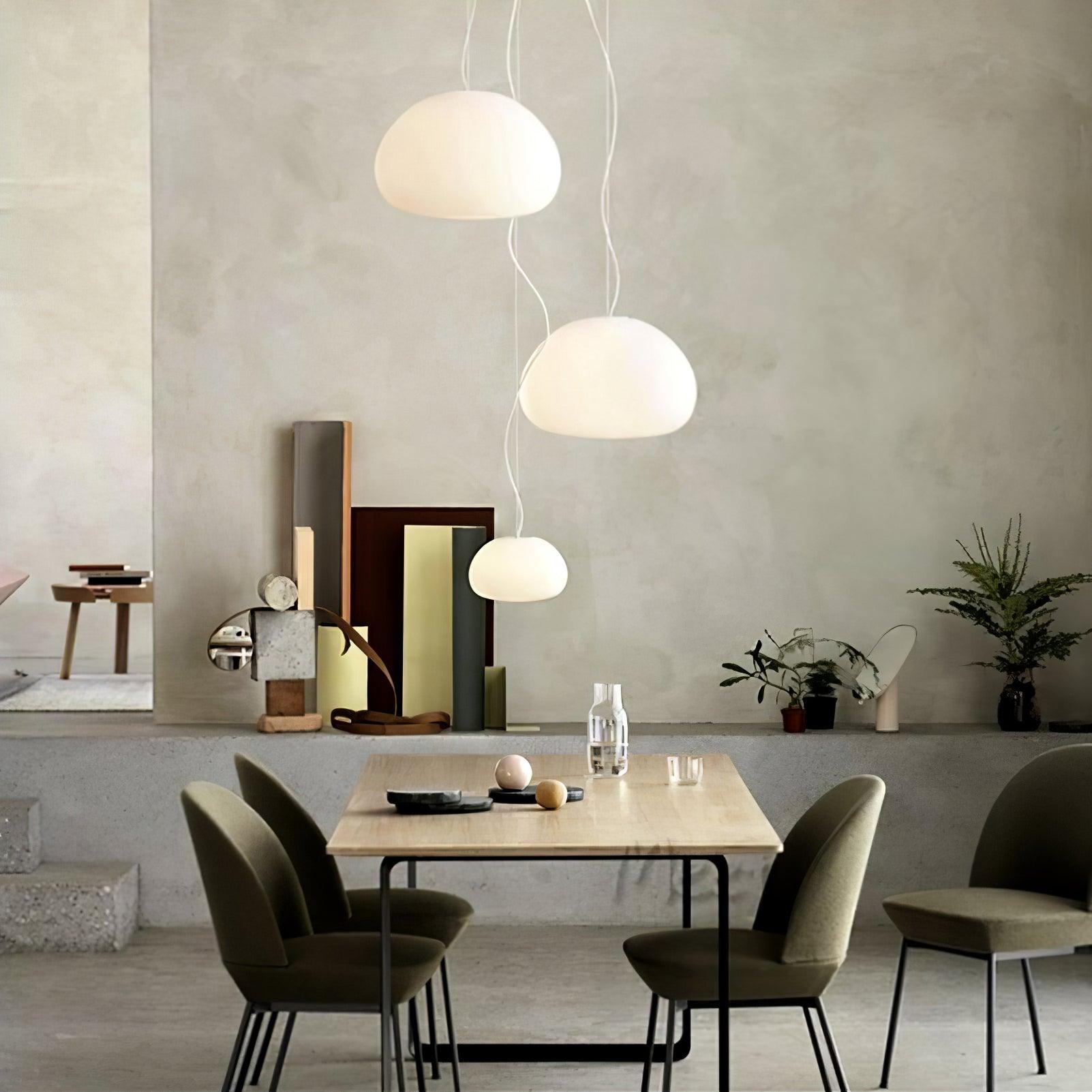 Modern Frosted Glass Drop Pendant Light Contemporary White Ceiling Hanging Fixture