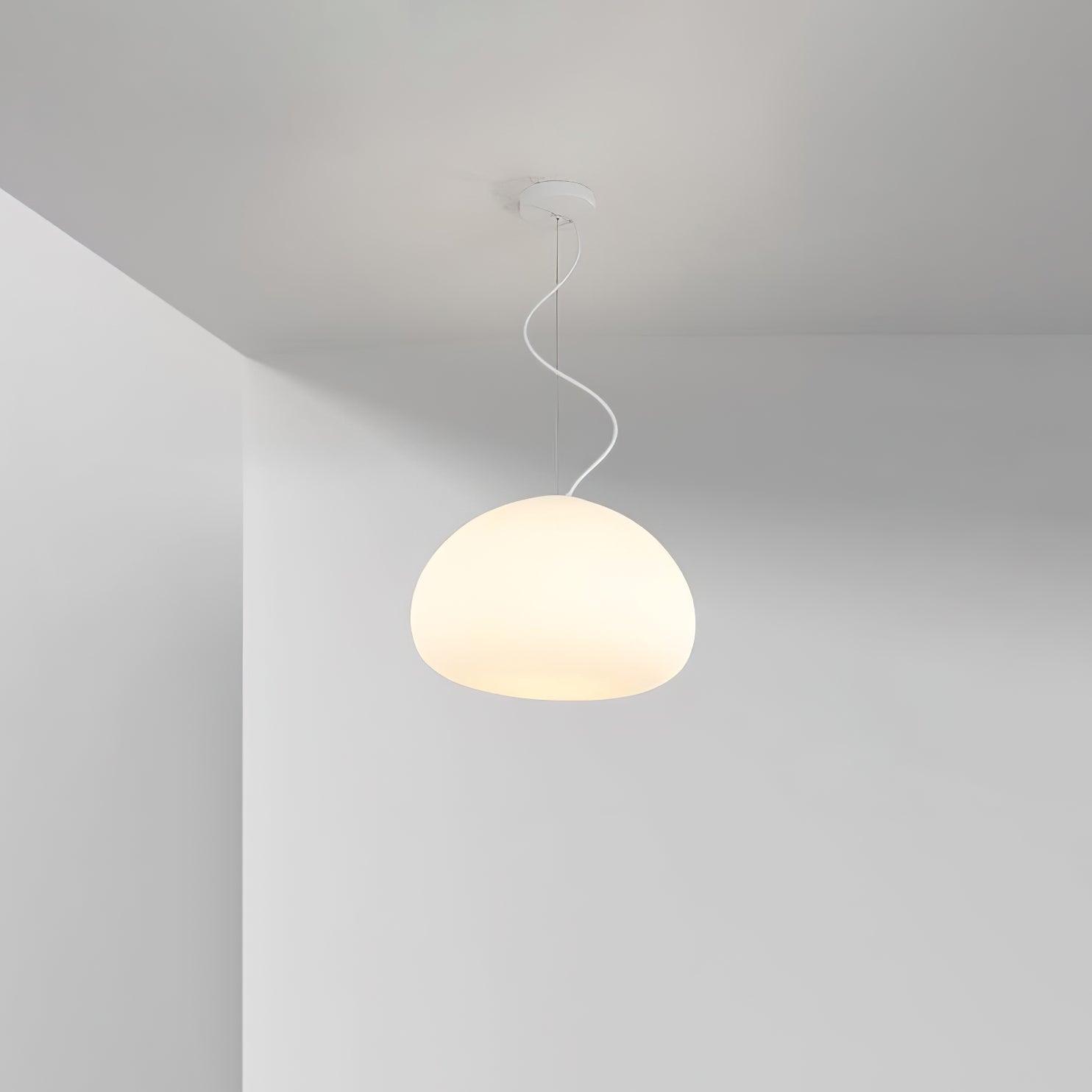 Modern Frosted Glass Drop Pendant Light Contemporary White Ceiling Hanging Fixture