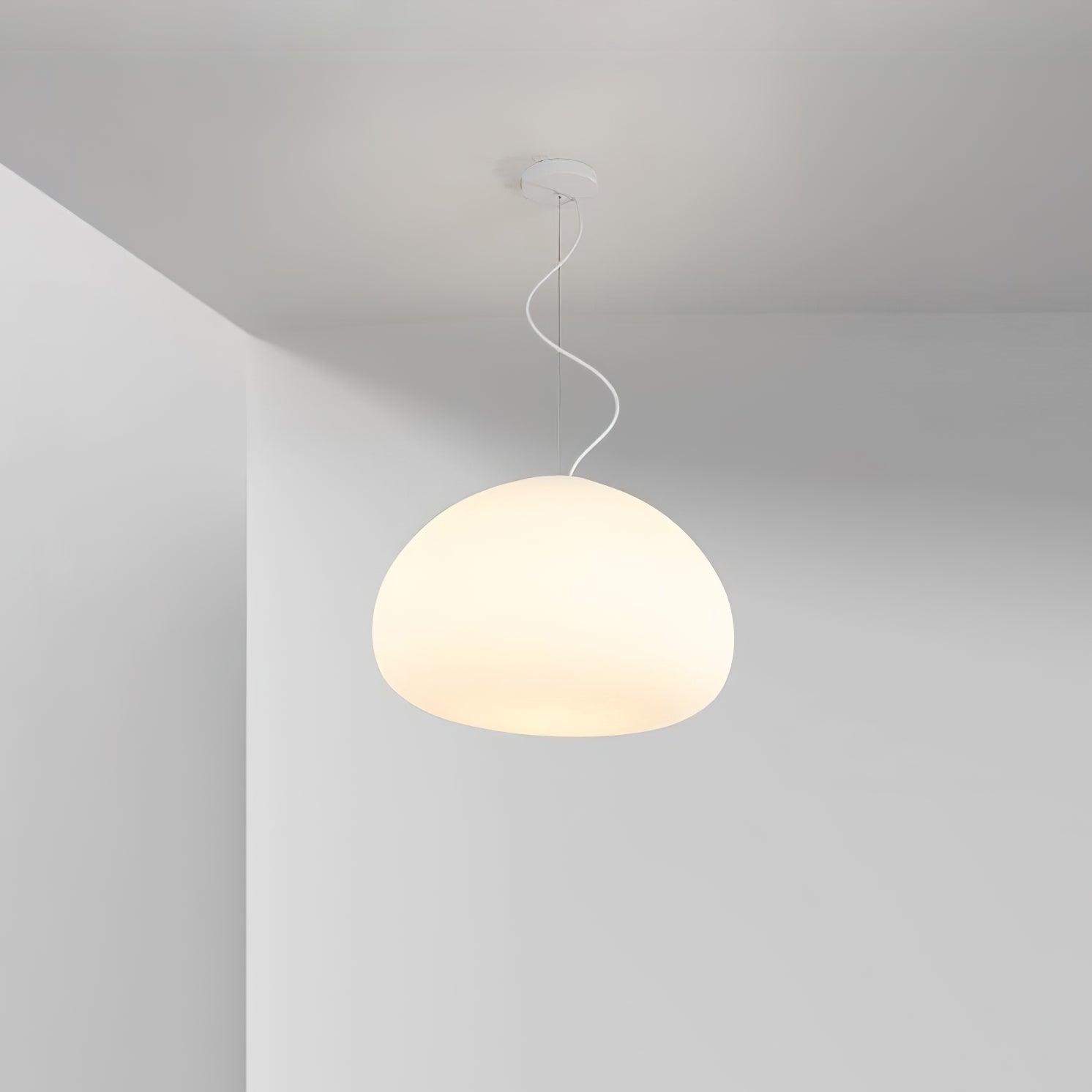 Modern Frosted Glass Drop Pendant Light Contemporary White Ceiling Hanging Fixture