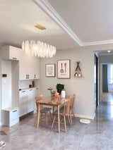 Modern Frosted Glass Feather Chandelier Multi Tier Gold Pendant Light for Living Room