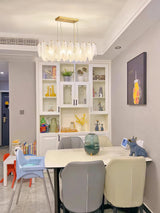 Modern Frosted Glass Feather Chandelier Multi Tier Gold Pendant Light for Living Room