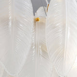 Modern Frosted Glass Feather Chandelier Multi Tier Gold Pendant Light for Living Room