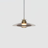 Modern Frosted Glass Tube Pendant Light with Reflective Metal Disc LED Minimalist Hanging Fixture