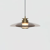 Modern Frosted Glass Tube Pendant Light with Reflective Metal Disc LED Minimalist Hanging Fixture