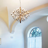 Modern Fruit Drop Chandelier Suspension Light Multi Bulb Mirror Polish Steel Ceiling Lamp for Living Room Dining