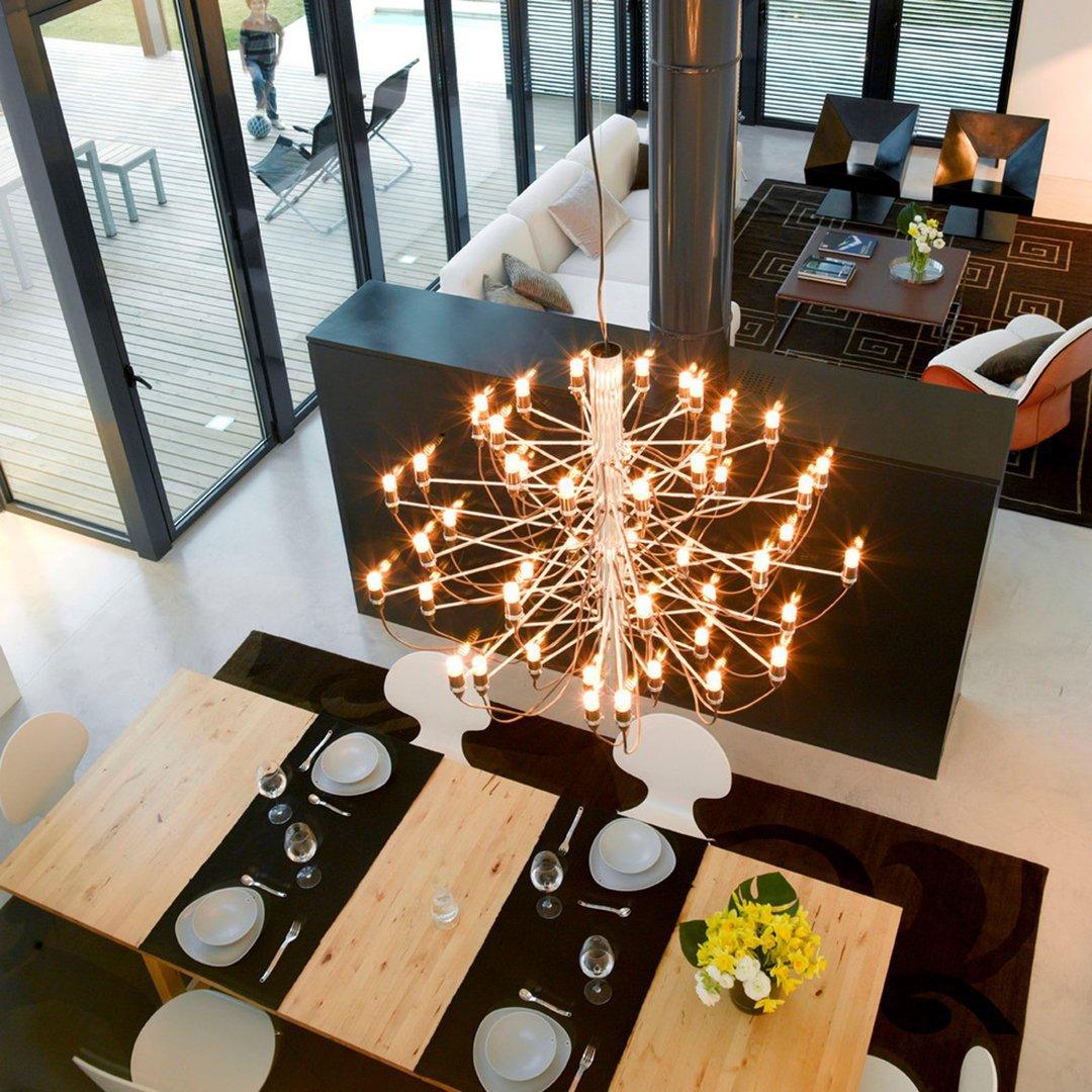 Modern Fruit Drop Chandelier Suspension Light Multi Bulb Mirror Polish Steel Ceiling Lamp for Living Room Dining