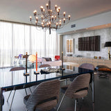 Modern Fruit Drop Chandelier Suspension Light Multi Bulb Mirror Polish Steel Ceiling Lamp for Living Room Dining