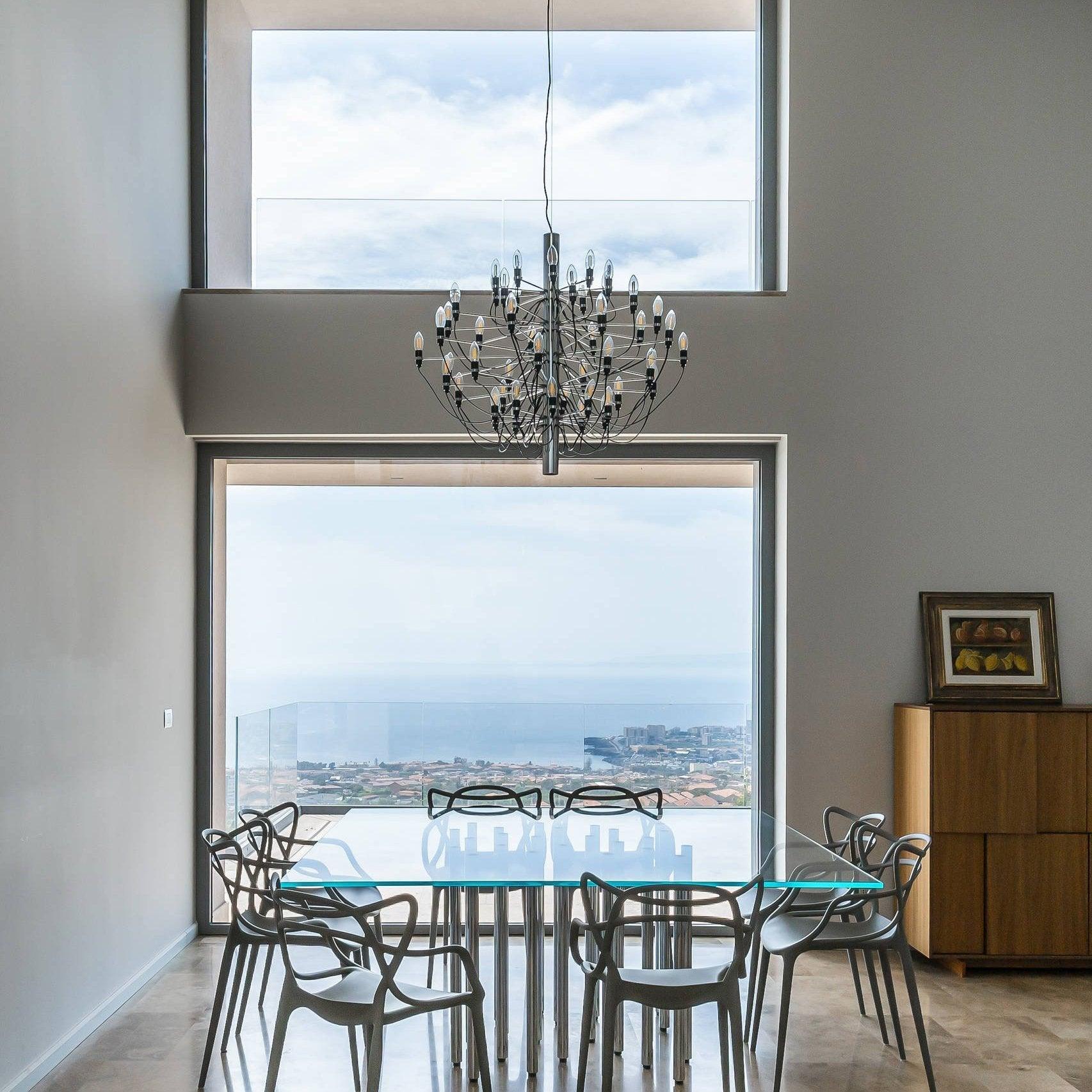 Modern Fruit Drop Chandelier Suspension Light Multi Bulb Mirror Polish Steel Ceiling Lamp for Living Room Dining
