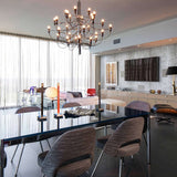 Modern Fruit Drop Chandelier Suspension Light Multi Bulb Mirror Polish Steel Ceiling Lamp for Living Room Dining