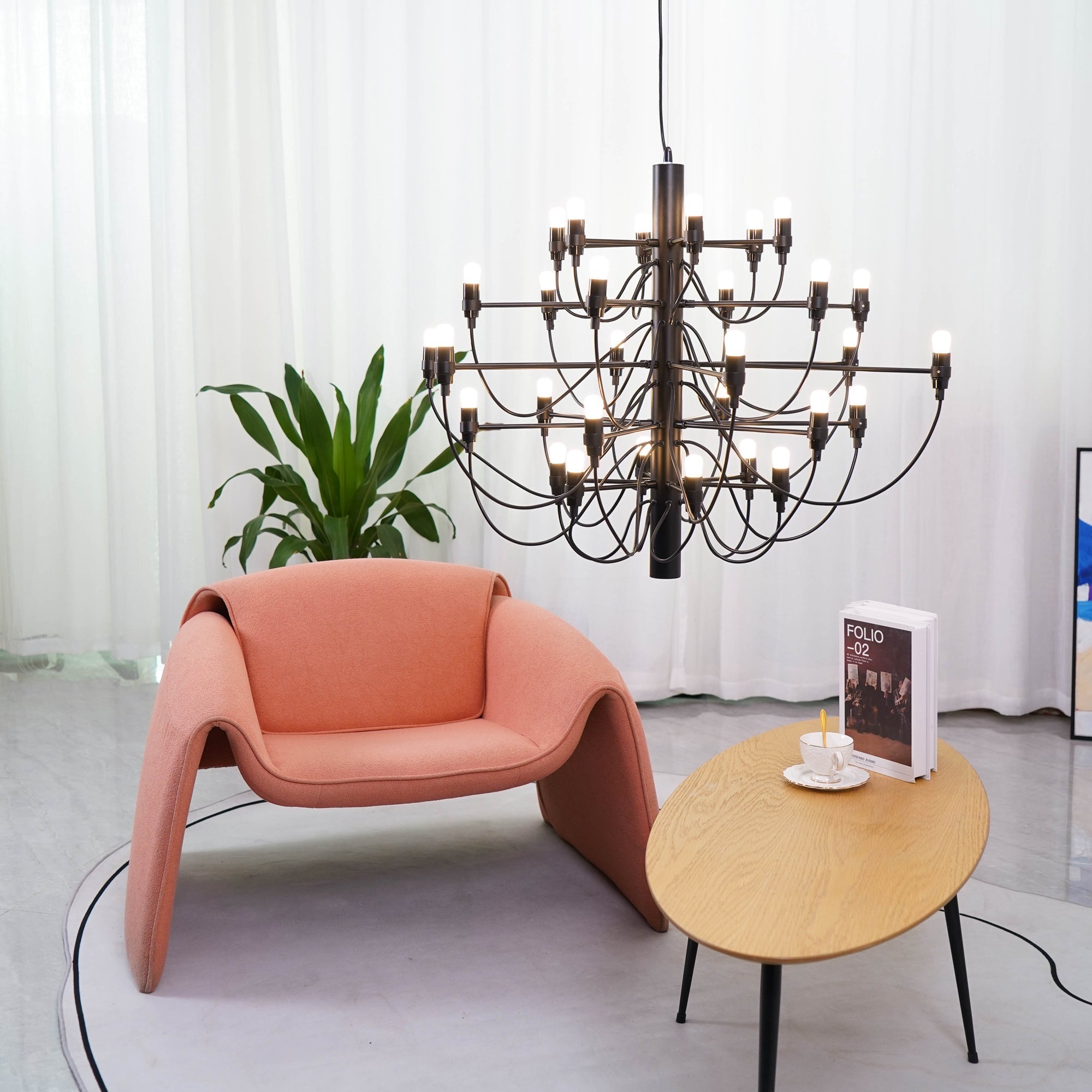 Modern Fruit Drop Chandelier Suspension Light Multi Bulb Mirror Polish Steel Ceiling Lamp for Living Room Dining
