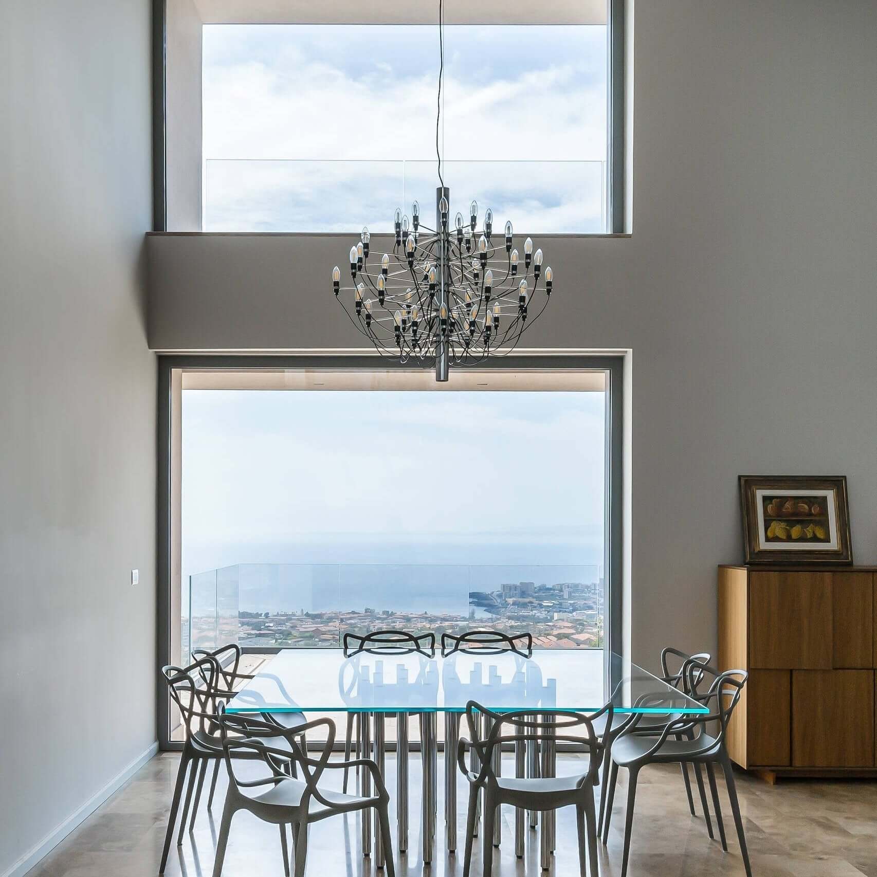 Modern Fruit Drop Chandelier Suspension Light Multi Bulb Mirror Polish Steel Ceiling Lamp for Living Room Dining