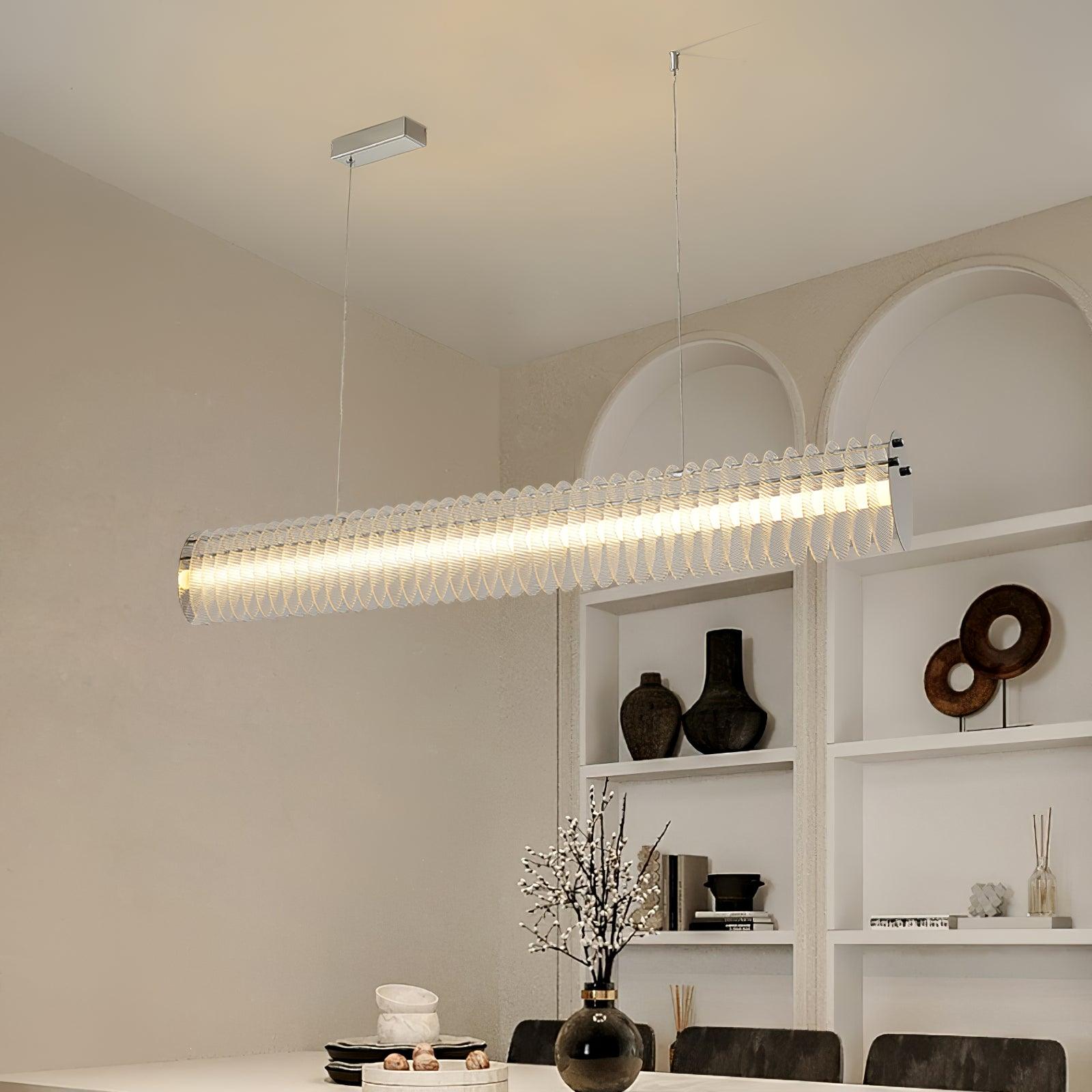 Modern Gand Cascading Acrylic LED Linear Chandelier Chrome Metal Ceiling Hanging Light Fixture