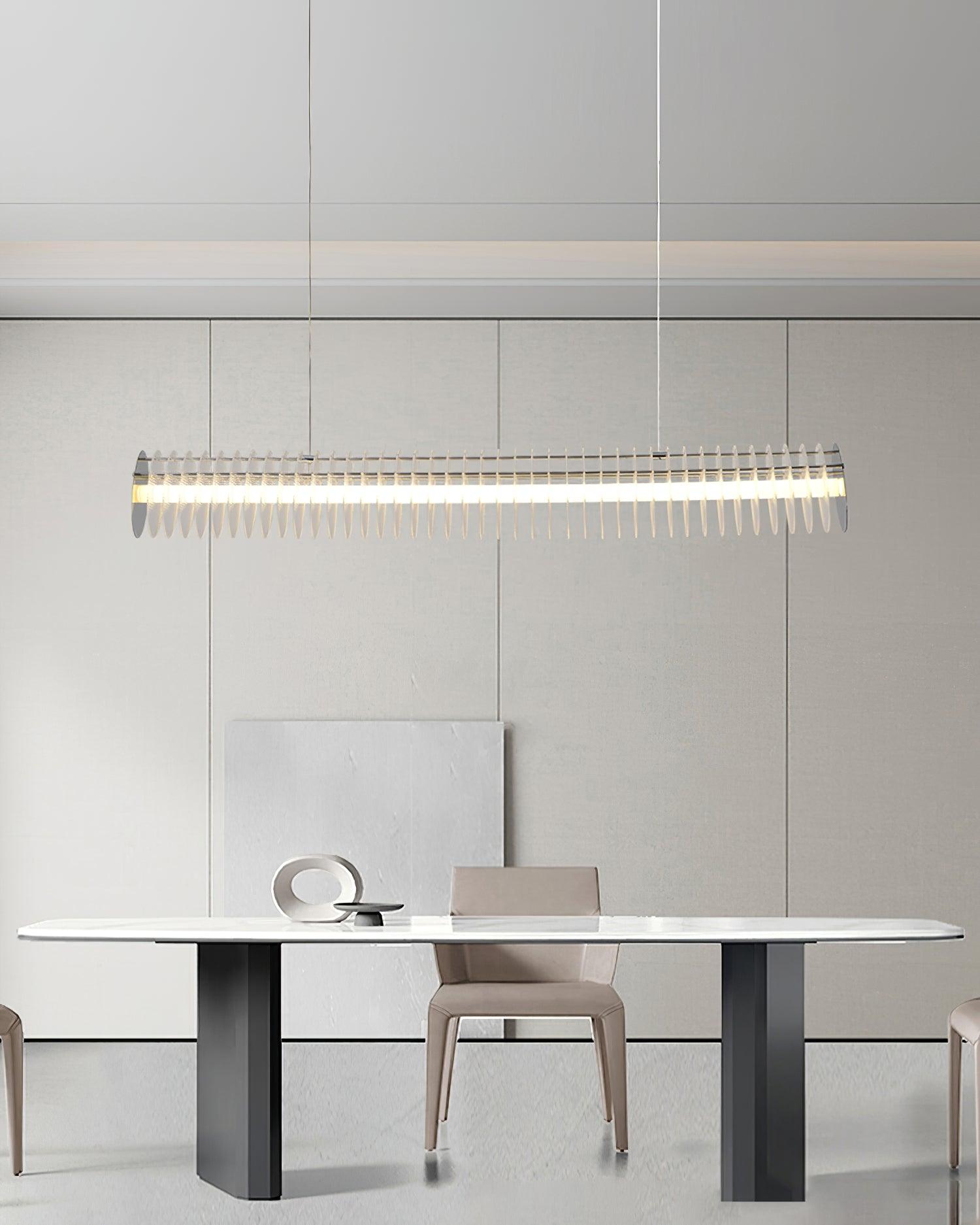 Modern Gand Cascading Acrylic LED Linear Chandelier Chrome Metal Ceiling Hanging Light Fixture