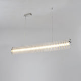 Modern Gand Cascading Acrylic LED Linear Chandelier Chrome Metal Ceiling Hanging Light Fixture