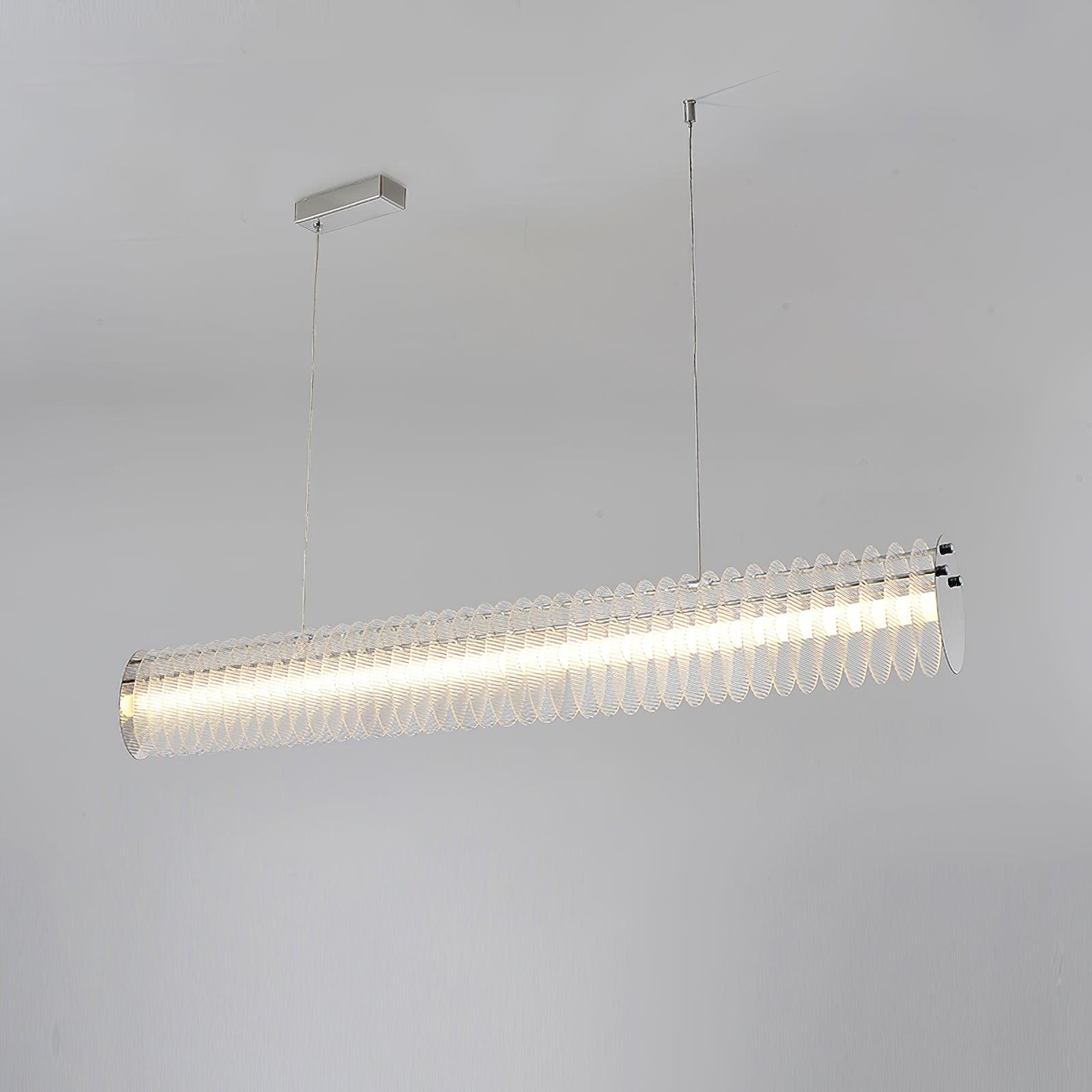 Modern Gand Cascading Acrylic LED Linear Chandelier Chrome Metal Ceiling Hanging Light Fixture