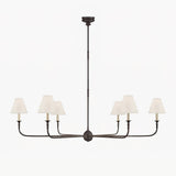 Modern Gasolier Large Candle Style Chandelier with Fabric Tapered Lampshades for Living Room