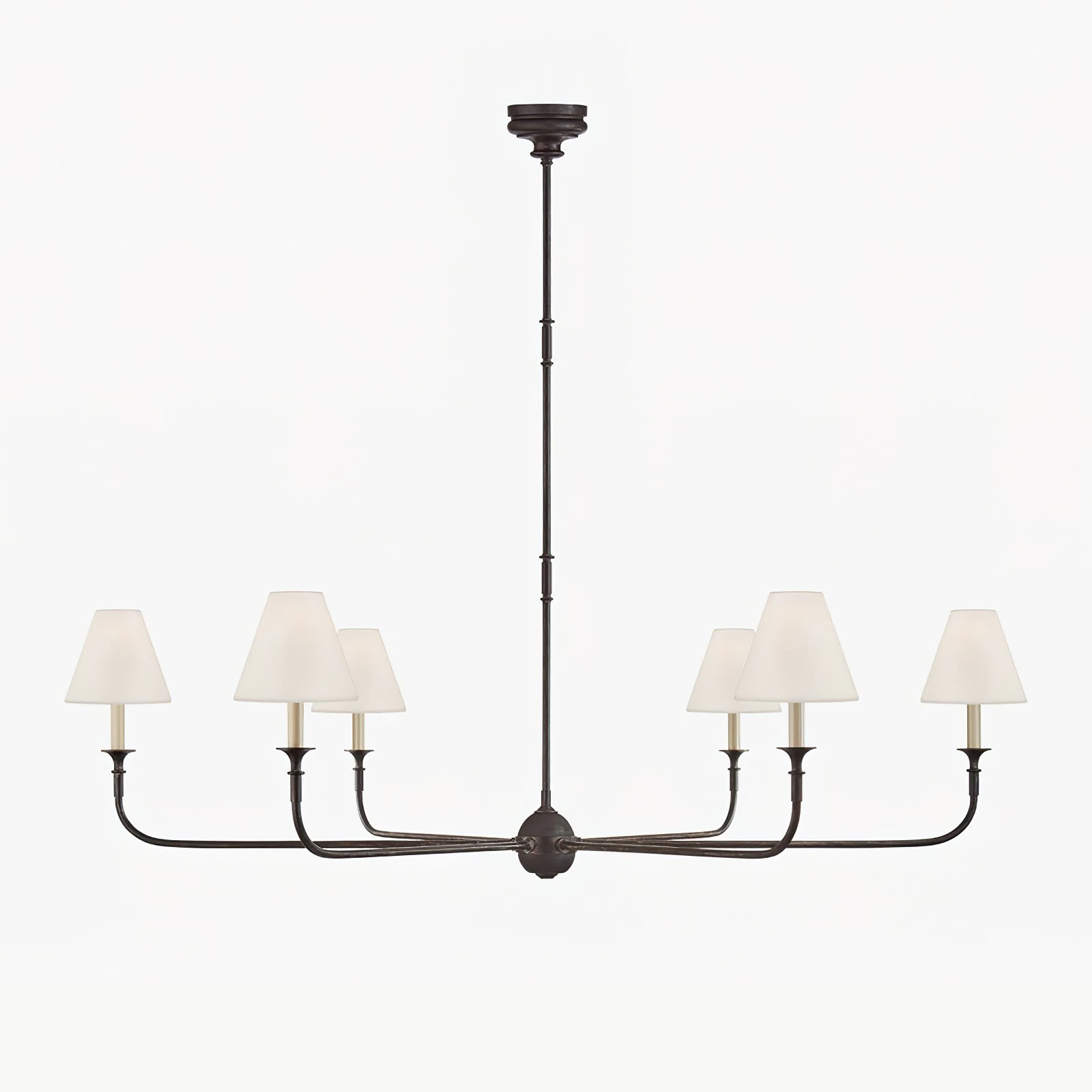 Modern Gasolier Large Candle Style Chandelier with Fabric Tapered Lampshades for Living Room