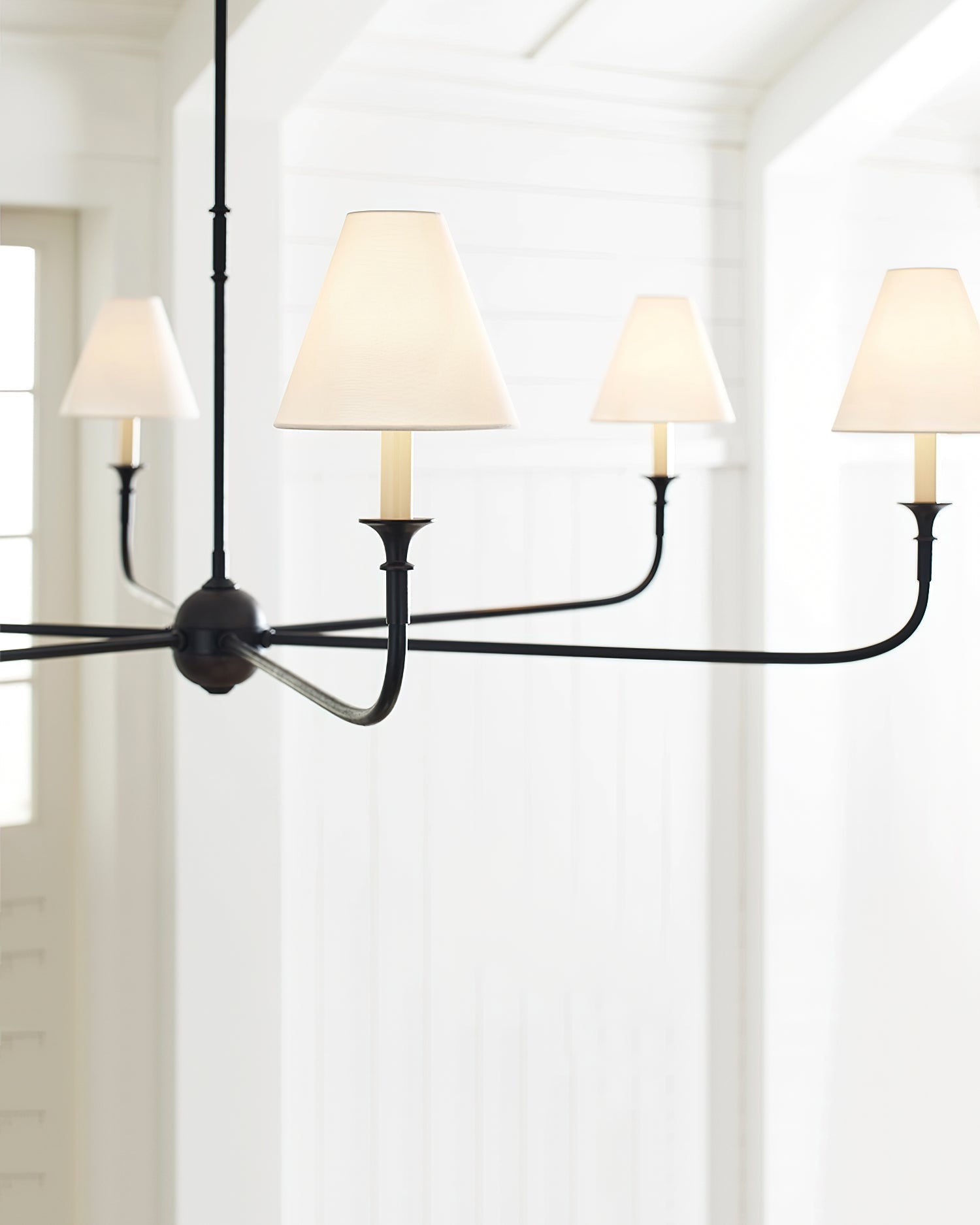Modern Gasolier Large Candle Style Chandelier with Fabric Tapered Lampshades for Living Room