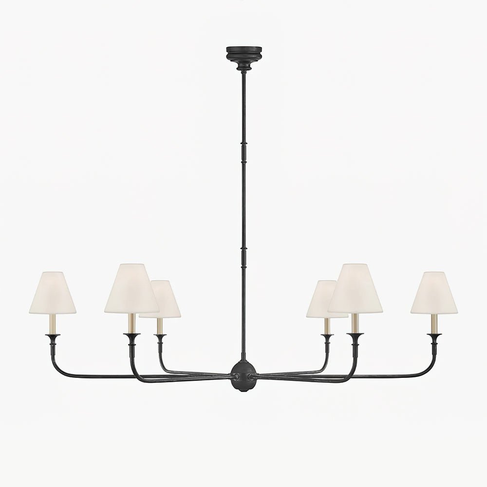 Modern Gasolier Large Candle Style Chandelier with Fabric Tapered Lampshades for Living Room