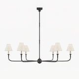 Modern Gasolier Large Candle Style Chandelier with Fabric Tapered Lampshades for Living Room