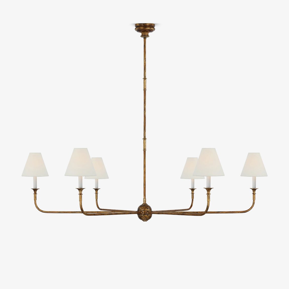 Modern Gasolier Large Candle Style Chandelier with Fabric Tapered Lampshades for Living Room