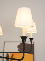 Modern Gasolier Large Candle Style Chandelier with Fabric Tapered Lampshades for Living Room