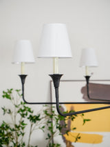 Modern Gasolier Large Candle Style Chandelier with Fabric Tapered Lampshades for Living Room
