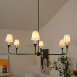 Modern Gasolier Large Candle Style Chandelier with Fabric Tapered Lampshades for Living Room