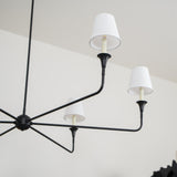 Modern Gasolier Large Candle Style Chandelier with Fabric Tapered Lampshades for Living Room