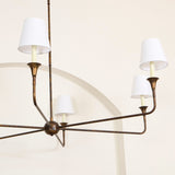 Modern Gasolier Large Candle Style Chandelier with Fabric Tapered Lampshades for Living Room