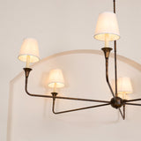 Modern Gasolier Large Candle Style Chandelier with Fabric Tapered Lampshades for Living Room