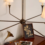 Modern Gasolier Large Candle Style Chandelier with Fabric Tapered Lampshades for Living Room