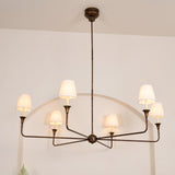 Modern Gasolier Large Candle Style Chandelier with Fabric Tapered Lampshades for Living Room