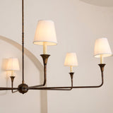 Modern Gasolier Large Candle Style Chandelier with Fabric Tapered Lampshades for Living Room