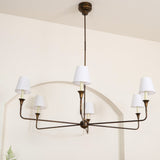 Modern Gasolier Large Candle Style Chandelier with Fabric Tapered Lampshades for Living Room