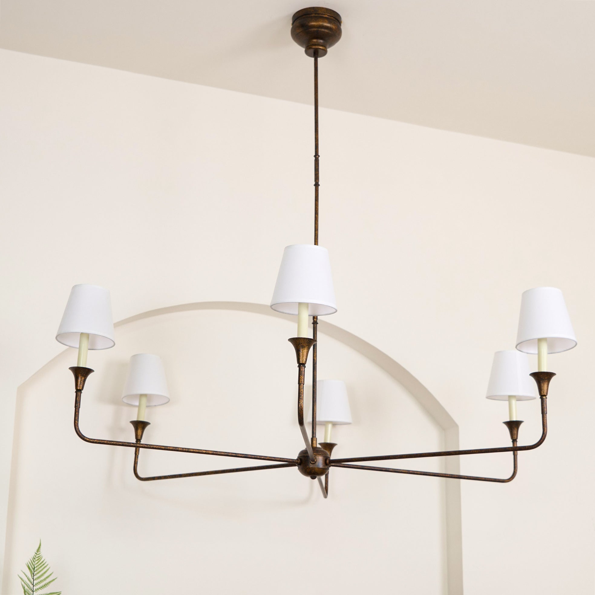 Modern Gasolier Large Candle Style Chandelier with Fabric Tapered Lampshades for Living Room