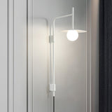 Modern Gea Swing Arm Wall Lamp with Frosted Glass Shade and Adjustable Iron Frame for Indoor Lighting