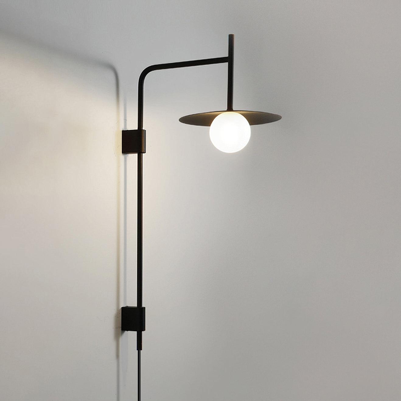 Modern Gea Swing Arm Wall Lamp with Frosted Glass Shade and Adjustable Iron Frame for Indoor Lighting