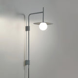 Modern Gea Swing Arm Wall Lamp with Frosted Glass Shade and Adjustable Iron Frame for Indoor Lighting