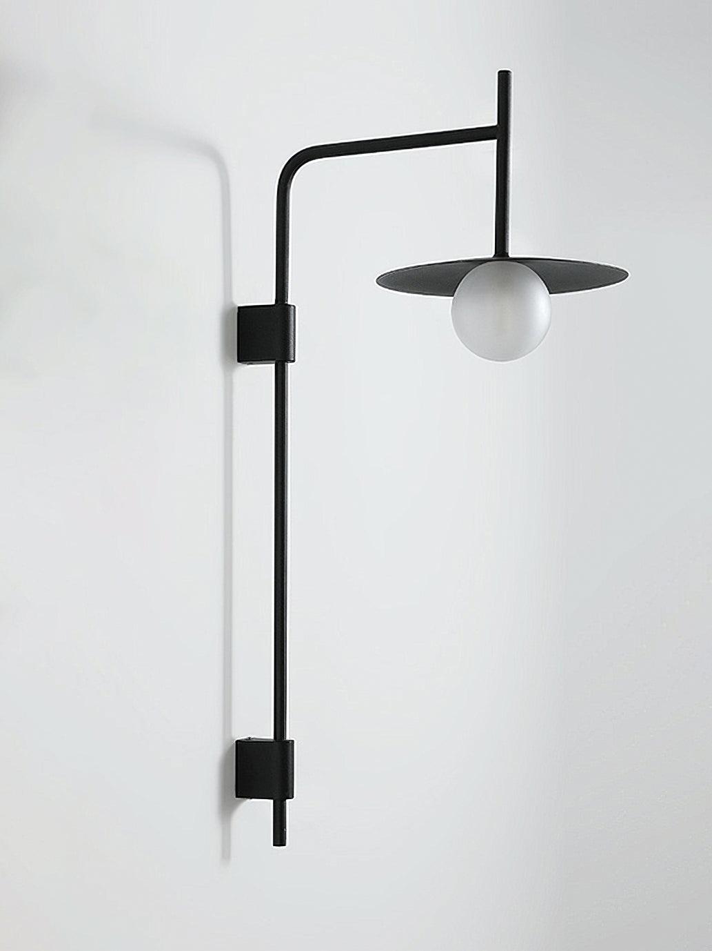 Modern Gea Swing Arm Wall Lamp with Frosted Glass Shade and Adjustable Iron Frame for Indoor Lighting