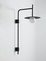 Modern Gea Swing Arm Wall Lamp with Frosted Glass Shade and Adjustable Iron Frame for Indoor Lighting