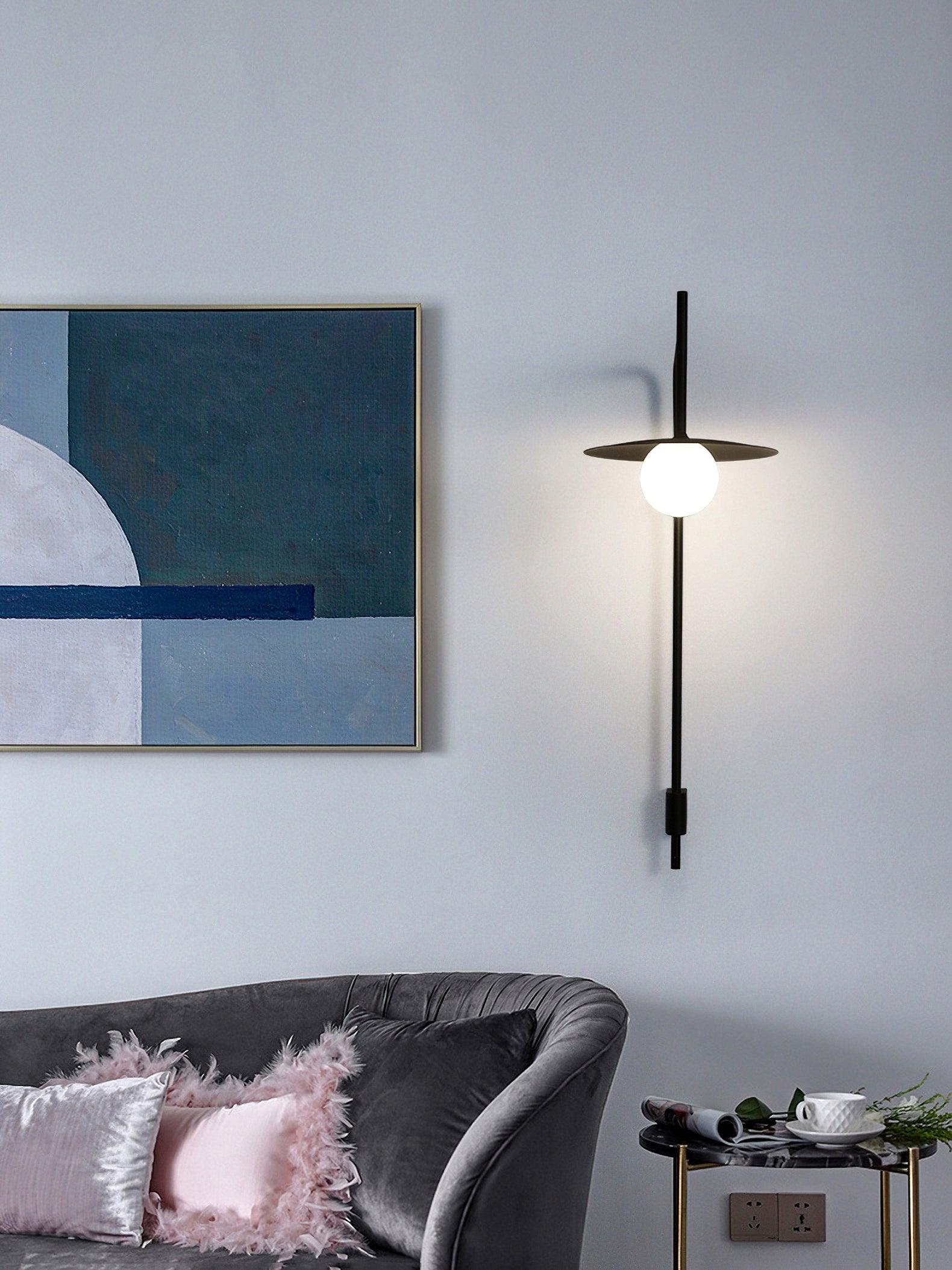 Modern Gea Swing Arm Wall Lamp with Frosted Glass Shade and Adjustable Iron Frame for Indoor Lighting